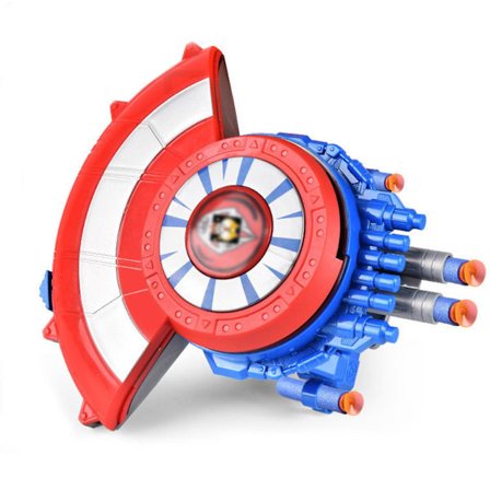Marvel Avengers Mech Strike Captain America Strikeshot Shield Rolleleke med 20 myke kuler, for barn fra 5 år og oppover