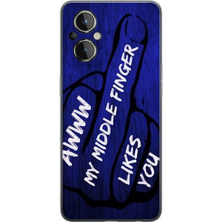 Kompatibelt Mobildeksel til OnePlus Nord N20 5G Mørk typografisk illustrasjon med hjerteform og budskap om vennskap mot dyp blå tretekstur