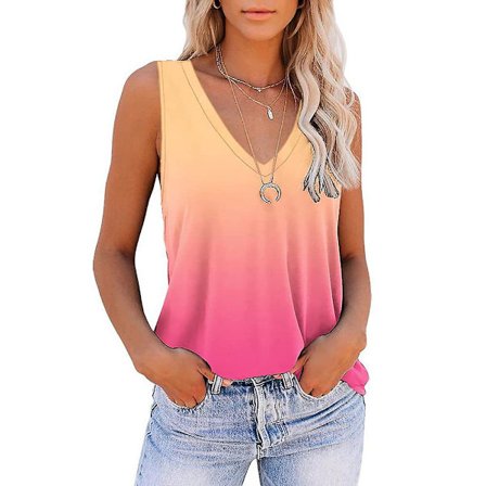 Dam V-ringad Väst Tank Tops Sommar