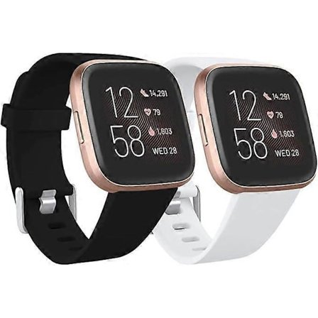 Kompatibel med Fitbit Versa Armband/Fitbit Versa 2 Armband, Mjukt Silikon Sport Ersättningsarmband för Fitbit Versa 2/Fitbit Versa Lite/Versa SE, 2-
