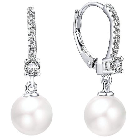 Perleøreringe, 925 Sterling Sølv Fødselssten 8mm Sort/hvid Perle Leverback Drop Øreringe, Smykker Til Kvinder