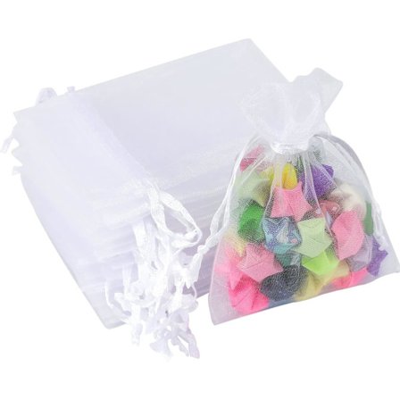 Hvid organza gavepose - 7x9cm lille organza gavepose, 50-pak bryllupssmykkepose - bryllup, jul