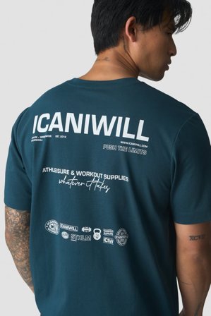 ICANIWILL - Everyday Cotton T-shirt Print Dark Dusty Teal - Herren - ICIW