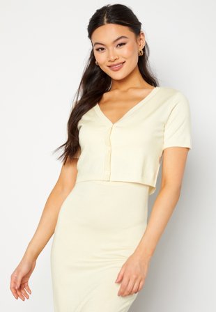 BUBBLEROOM Milena fine knitted cardigan Cream Klær