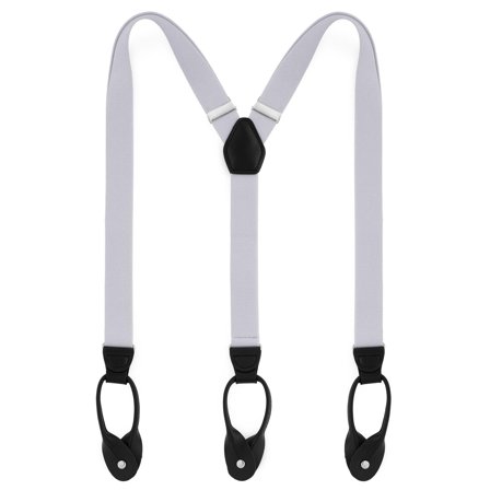 Wąskie jasnoszare szelki na guziki dla mężczyzn - Szelki na guziki