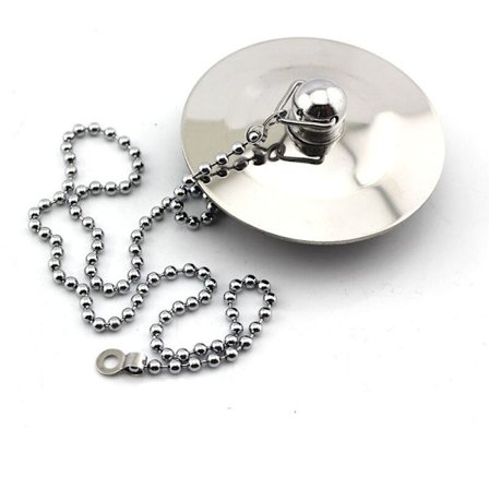 Ketjuohjattu ruostumaton kylpyammeen tulppa kumirenkaalla B