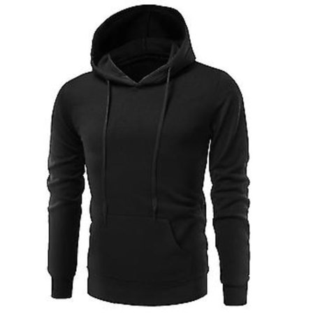 Herre Ensfarget Slim Fit Hettegenser Langermet Sweatshirt Casual Pullover Topper Beste Gave (L Svart)