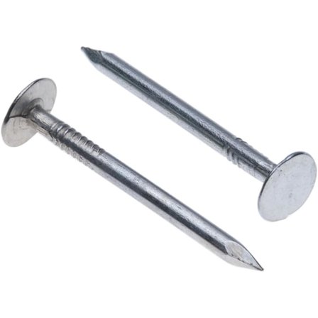 Takpappspik 40mm (Förpackning med 100) Galvaniserad Spik med Stort Huvud för DIY Inredning och Konstruktion Taktrimning Skjul Tak Sommarstugor Stug