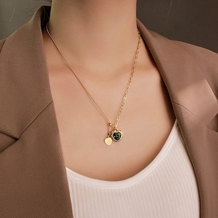 Ett stycke rostfritt stål temperament grön färg hjärtformad Ch