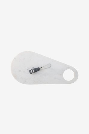 Bloomingville - Skärbräda med kniv Abrielle, set om 2 - Vit - Skärbrädor - Från Homeroom