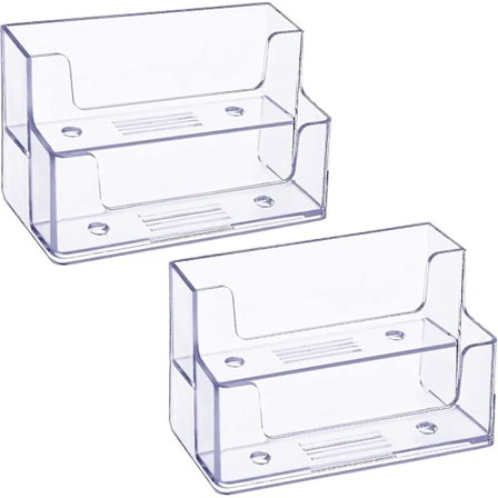 2 Pak Klar Visitkort Holder 2 Trins Plast Kort Stativ Organizer Kort Holder Display Til Hjem Kontor, 120 Kort Kapacitet