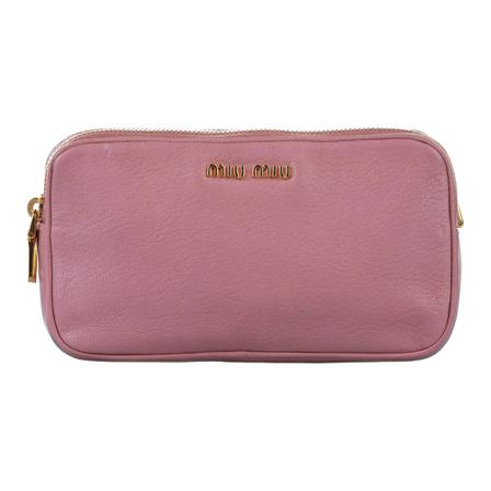 Miu Miu Pre-owned, Leren crossbodytas met dubbele rits Roze, Dames, Maat:ONE Size