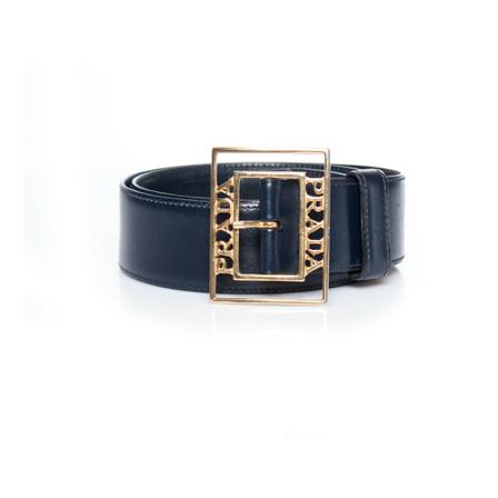 Prada Vintage, Pre-owned leather belt Blauw, Dames, Maat:ONE Size
