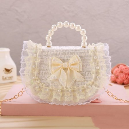 Perlehåndveske Skulderveske HVIT