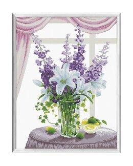 Stickpackung Bild Lilien & Stockrosen - Needleart World