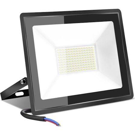 100W LED Flood Light - 10.000LM 6500K Dagslys Hvid | IP66 Vandtæt til Have, Garage (1-pak)