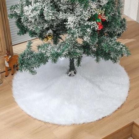 48 tums fuskpäls julgranskjol Vit plyschkjol för god julfest julgransdekoration