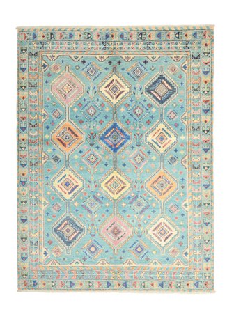 Handgeknüpft Kazak Fine Teppich 149X198 Grün/Gelb