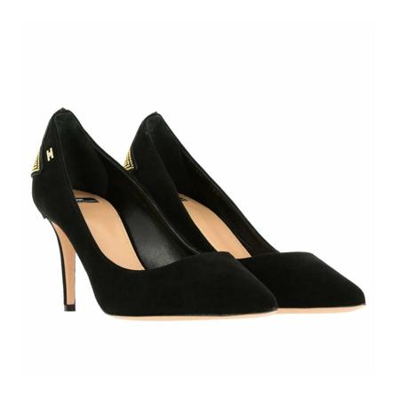 Elisabetta Franchi Black Leather Pump , Zwart , Dames , Maat: 40 EU