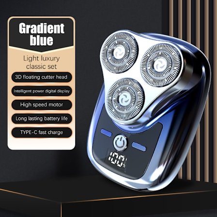 Elektrisk barbermaskine med tre blade med digital skærm USB-opladning