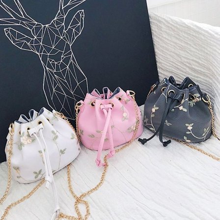 Mordely Mode Dam Axelväska Handväskor Brodera VIT