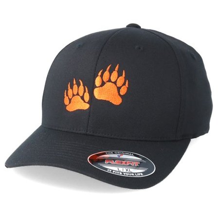 Hunter - Svart flexfit Keps - Bear Prints Black Flexfit @ Hatstore