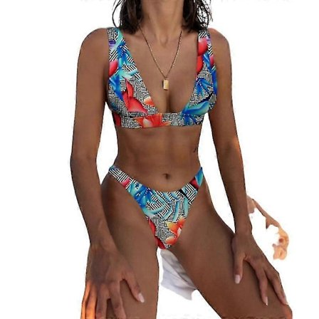 Mimigo Naisten Matala Vyötäröinen Bikini Uimapuku Push Up Halter Kaksiosainen Uima-asu