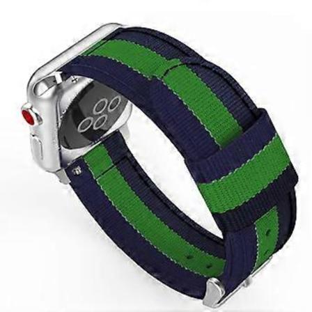 Remme | Kompatibel med Apple Stripe Nylon Flettet Klokkearmbånd - 38 mm Blå Grønn