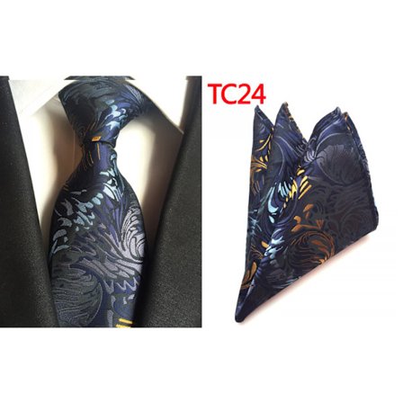 Herr slips Paisley vävd siden slips set med ficka Suqare F