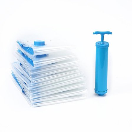 Vakuumopbevaringsposer + Gratis Pumpe (10 Pak) Spar 80% Mere Plads, Holdbar Pladsbesparende Kompressionsforseglerpose Til Tøj, Dyner, Gardiner(80*
