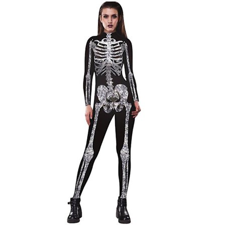 3D Skelett Tryckt Halloween Rolig Kostym Tight Cosplay Jumpsuit