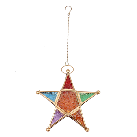 Flerfarget Glass Stjerne Votiv Te Lys Lysestake Hengebelysning Lanterne Bryllup Bursdag Par {Db)