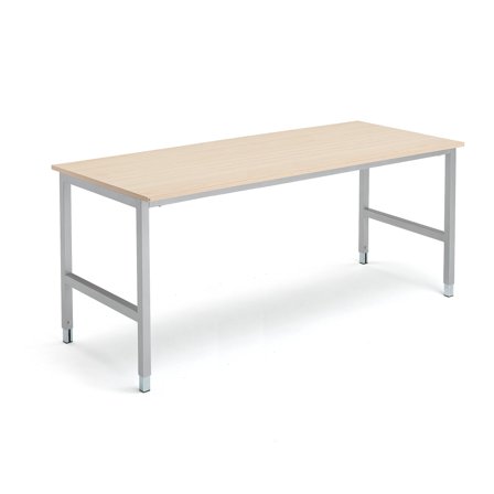 Arbeitstisch OPTION, 1800x800x720-900 mm, Birke, silber