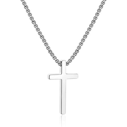 Kors Halskæde til Mænd, Sølv Sort Guld Rustfrit Stål Kors Vedhæng Halskæde til Mænd, 23,6 Tommer Kæde