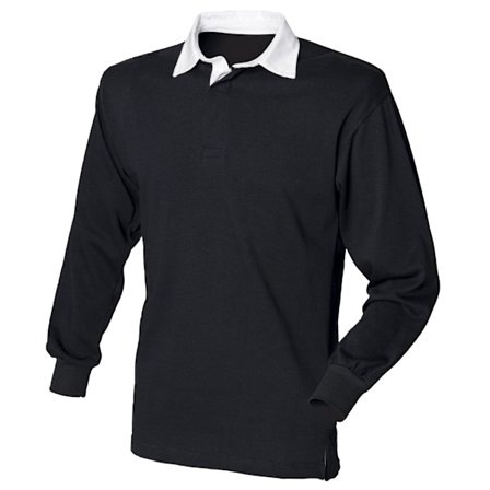 Front Row Long Sleeve Classic Rugby Polo Shirt M Svart/Vit