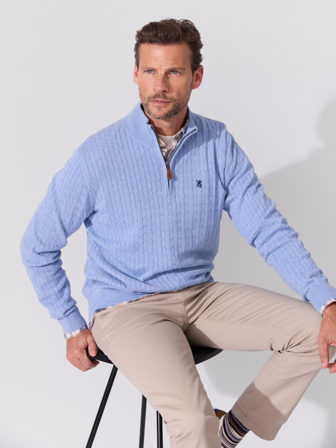 MATCH - Coast zip genser - Redford - Str. XXL - Herre - Gensere & Cardigans - Blå - 100% bomull