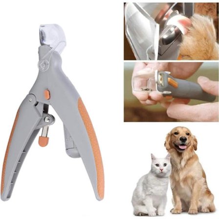 Kloklippere til kæledyr med LED-lys - Kloklippere til katte og hunde med lampe - Til mellemstore og små kæledyr Klopleje - 15x9 cm - 1 stk