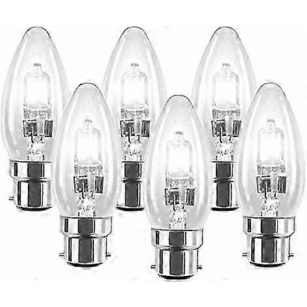 6-pak B22 Bajonetfatning Klare Kertepærer, 28W Dæmpbare Halogenlamper, 370 Lumen, 240V Energieffektiv Belysningsløsning_Kvalitetsgåvor