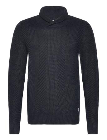 Jjstandford Knit Shawl Neck Strikkegenser V-krage Marineblå Jack & J S*Betinget Tilbud