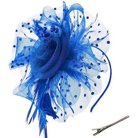 Hatt Fjær Bryllup Damer Dag Hodebånd og Klips Cocktail Te Selskap Hodeplagg Jenter og Damer Blå