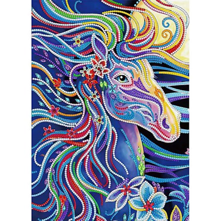 5D Diamantmalerisett 30x40cm DIY Fargerik Hest Diamantkunst