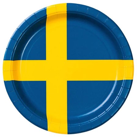 Svenska Flaggan Papperstallrik 8-pack