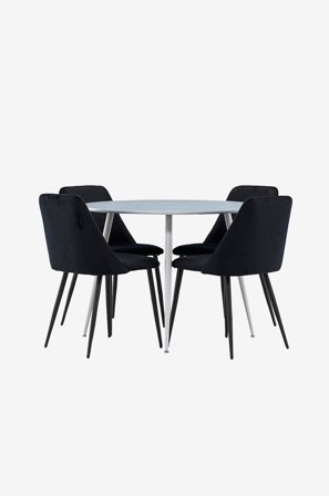 Venture Home - Plaza spisebord med Night spisestol - Svart - Spisegruppe 4 personer - Fra Homeroom