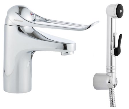 FM Mattsson 8067-4010 Tvättställsblandare lång spak, med sidodusch, Badrum
