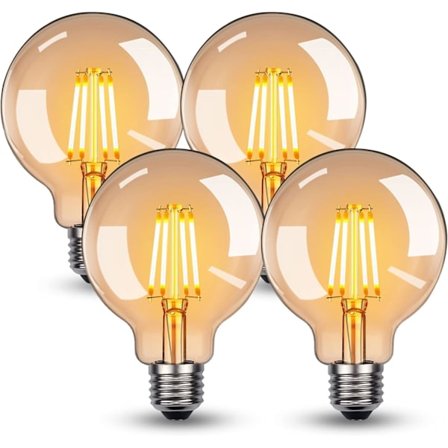E27 LED-lampa, E27 Vintage-lampa 4W G95 LED-lampa E27 Varmvit 2700K 360LM Vintage Antik Glödlampa 40W Glödlampa Ekvivalent Lampa, Icke-Dimbar, 4 st