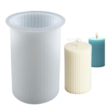 DIY Silikonikynttilämuotti Ribbed Candle Valkoinen Valkoinen Kristalli Epoksihartsimuotti Raidallinen Sylinteri Neliökynttilä Paikka Pear