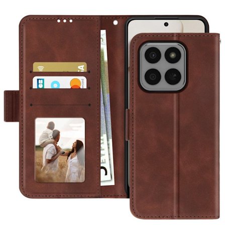 Folio-kotelo - AVIZAR - Honor 400 Smart - Keinonahka Ruskea - Irrotettava korttipidike - Tuen toiminto