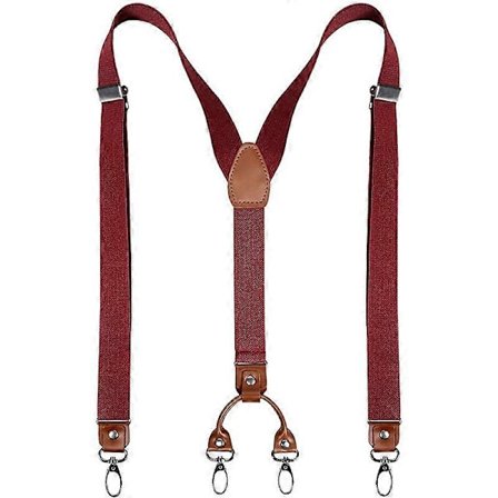 2,5 cm velcro Y-formet seleclips til jeans, med 4 metalclips og justerbar elastik, skjorte og jakkesæt selebælte til voksne - rød