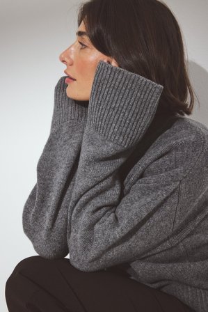 Premium Selection Stickad tröja i ull - Premiumkvalitet - Grå - L (EU 42-44)