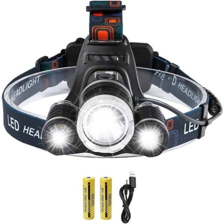 Oppladbar LED-hodelykt, 5000 lumen hodelykt, superlys T6 LED-hodelykt, vanntett hodelykt med 2 batterier.